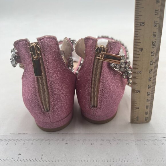 XYD Pink Glitter Pointed Toe D'Orsay Wedding Sandals Sparkly Rhinestones Shoes - Picture 5 of 8